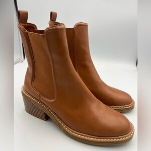 STEVEN NEW YORK CABELL CHELSEA BOOT TAN faux leather WOMEN’S SIZE 8 NEW